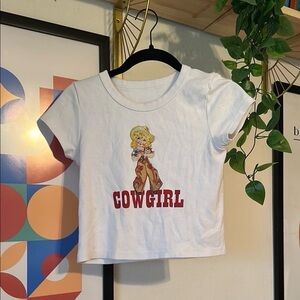 Brandy Melville Cowgirl Graphic Tee - White